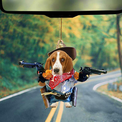 Basset Hound Car Hanging Ornament Cowboy Dog Ornament Cowgirl Dog Lover Gift - Best gifts your whole family