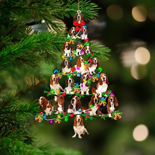 Basset Hound-Christmas Tree Lights-Two Sided Ornament - Best gifts your whole family
