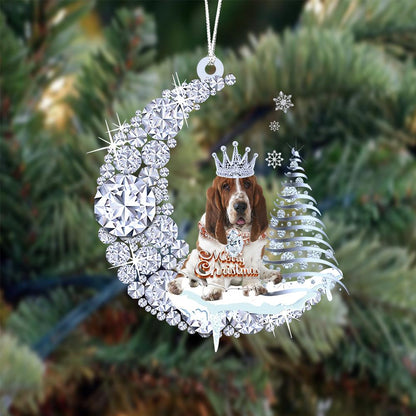 Basset Hound Diamond Moon Merry Christmas Ornament Christmas Decoration - Best gifts your whole family