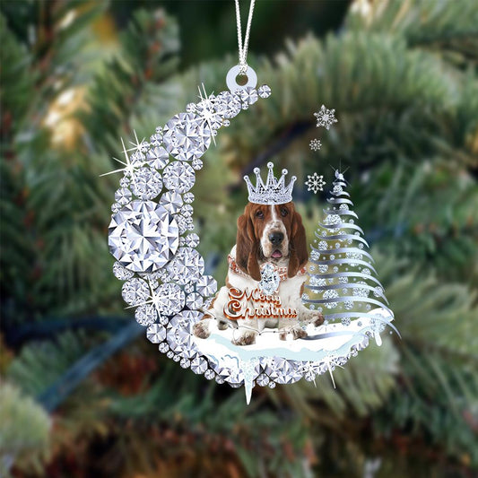 Basset Hound Diamond Moon Merry Christmas Ornament Christmas Decoration - Best gifts your whole family