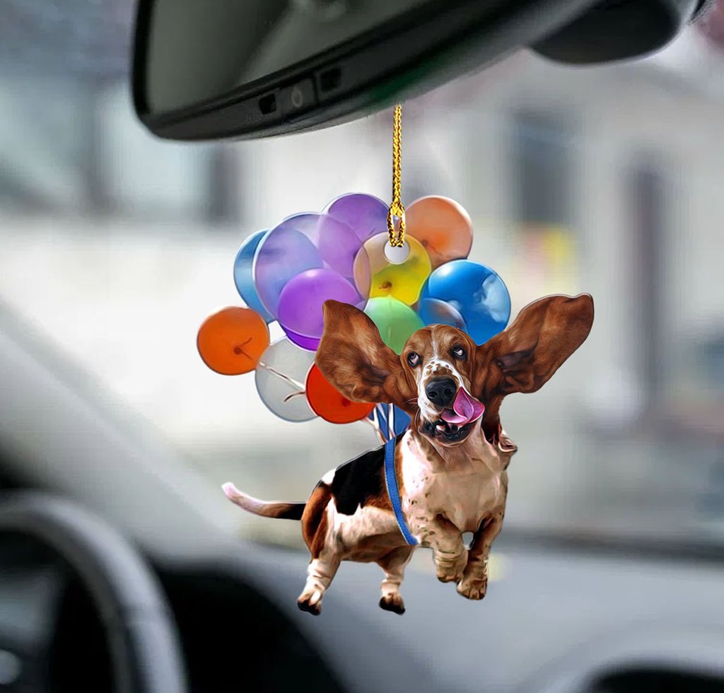 Basset Hound Dog Fly With Bubbles Car Hanging Ornament Dog Ornament Godmerc - Best gifts your whole family