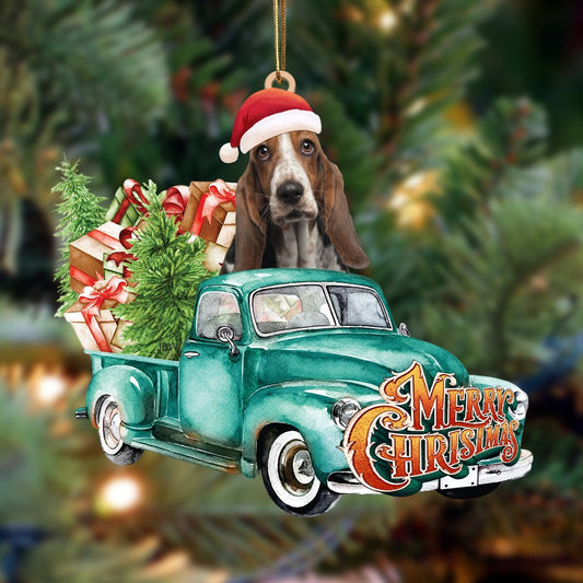 Basset Hound-Green Truck Hanging Ornament - Best gifts your whole family