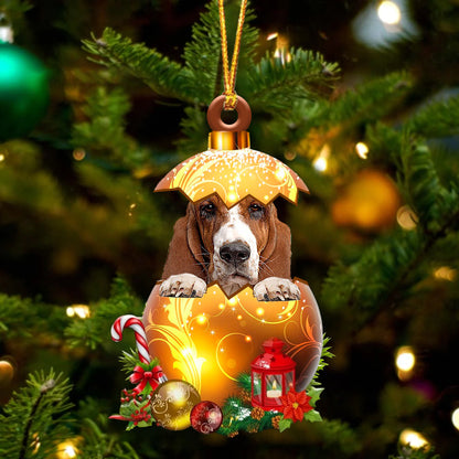 Basset Hound In Golden Egg Christmas Ornament - Best gifts your whole family