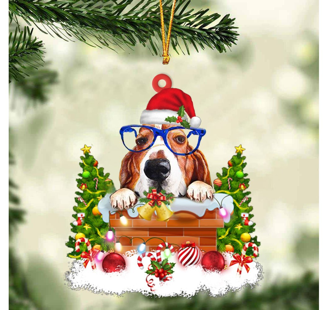 Basset Hound In The Chimney Hanging Ornament Dog Christmas Ornament - Best gifts your whole family