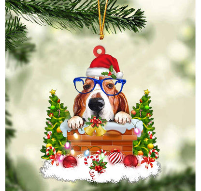 Basset Hound In The Chimney Hanging Ornament Dog Christmas Ornament - Best gifts your whole family