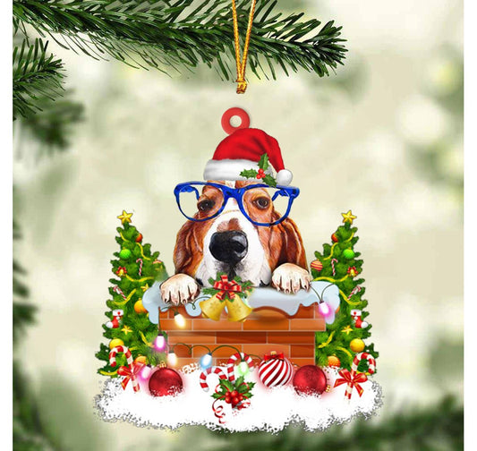 Basset Hound In The Chimney Hanging Ornament Dog Christmas Ornament - Best gifts your whole family