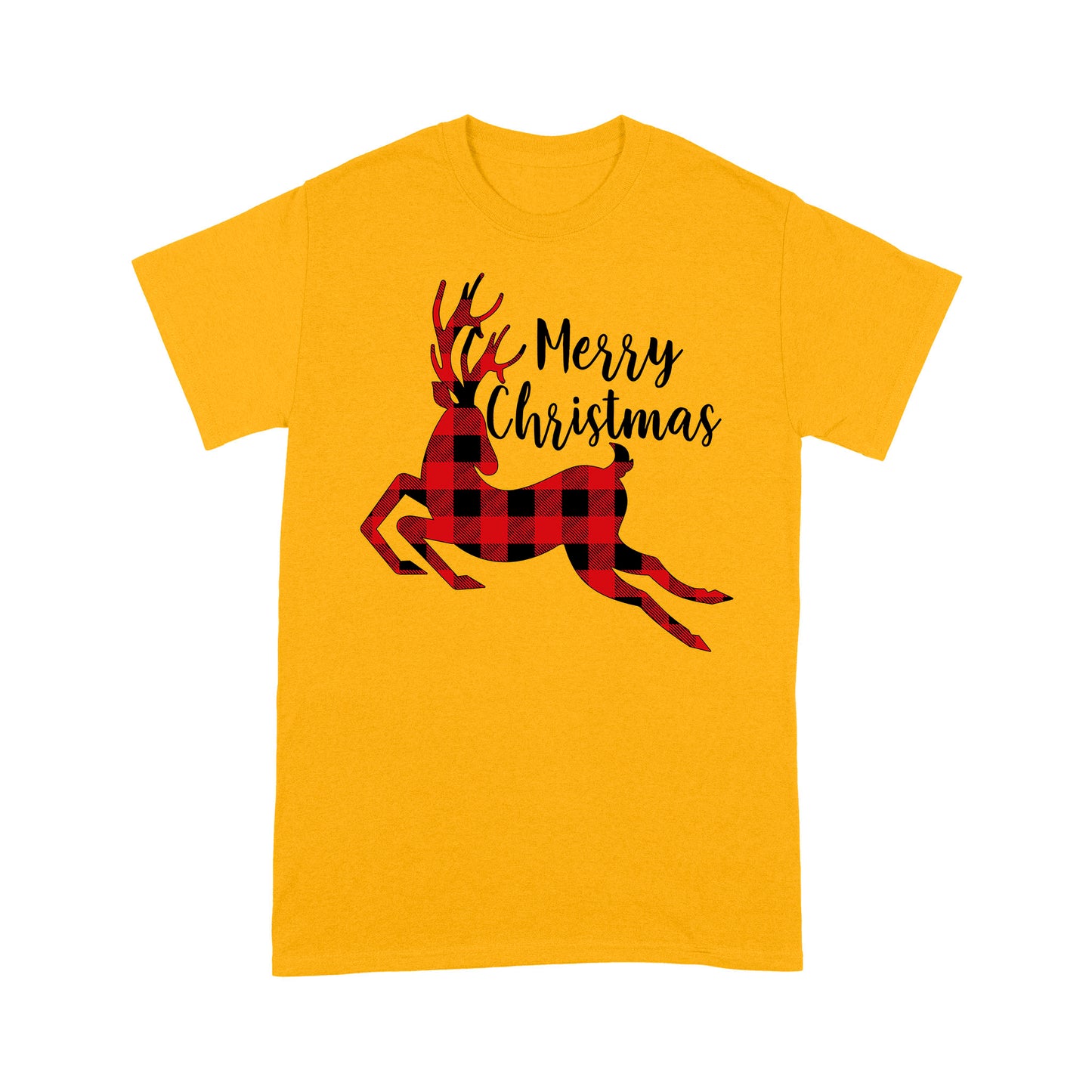 Merry Christmas Reindeer Buffalo Plaid Pattern Funny  Tee Shirt Gift For Christmas