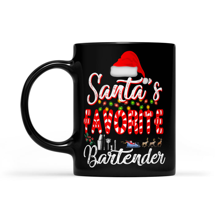 Santa's Favorite Bartender Funny Christmas Gift -   Black Mug Gift For Christmas