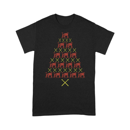 Weihnachts-Schlagzeug-Baum für Schlagzeug-Liebhaber, lustiges Weihnachts-T-Shirt, Geschenk für Weihnachten