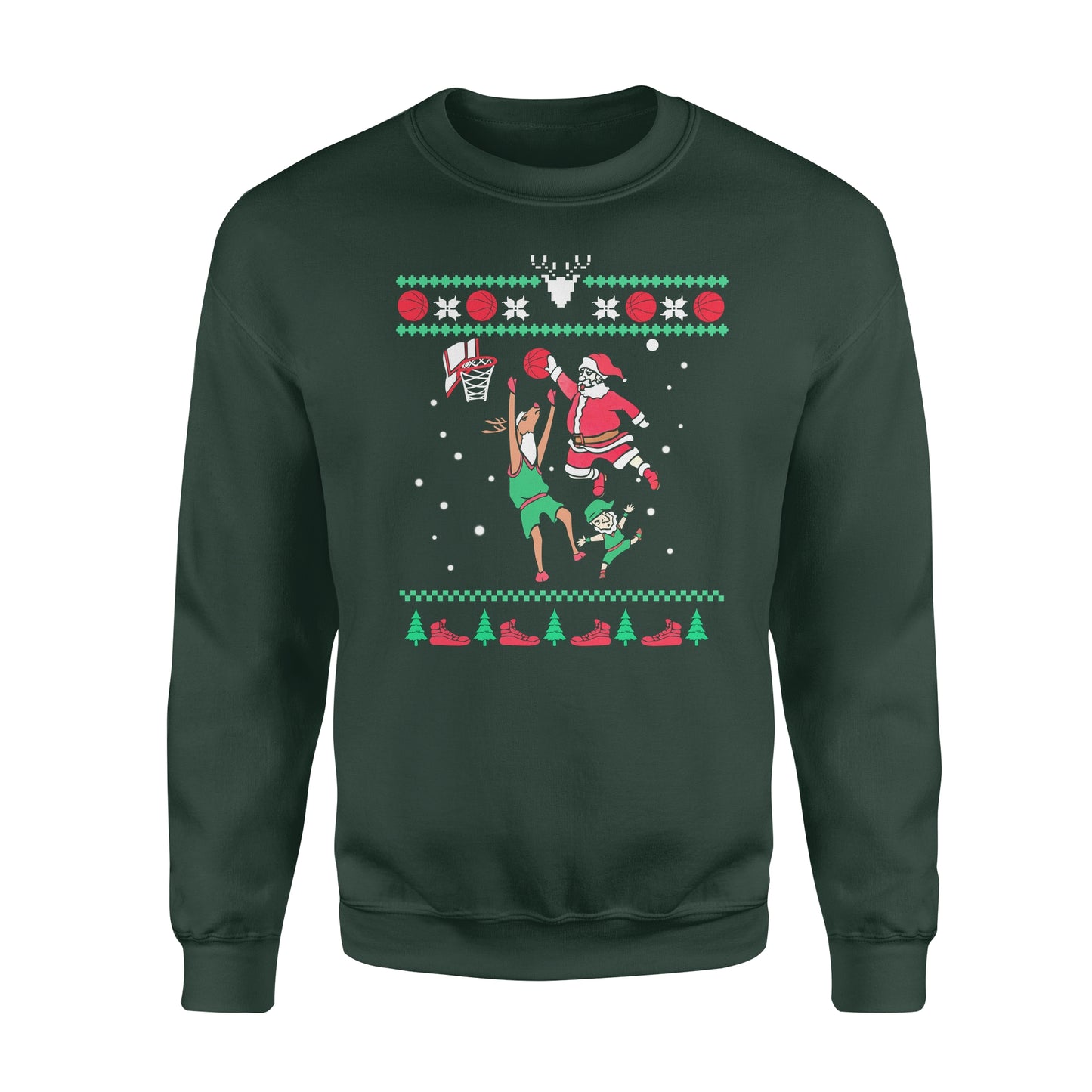 Slam dunk Santa playing - funny sweatshirt gifts christmas ugly sweater for men and women