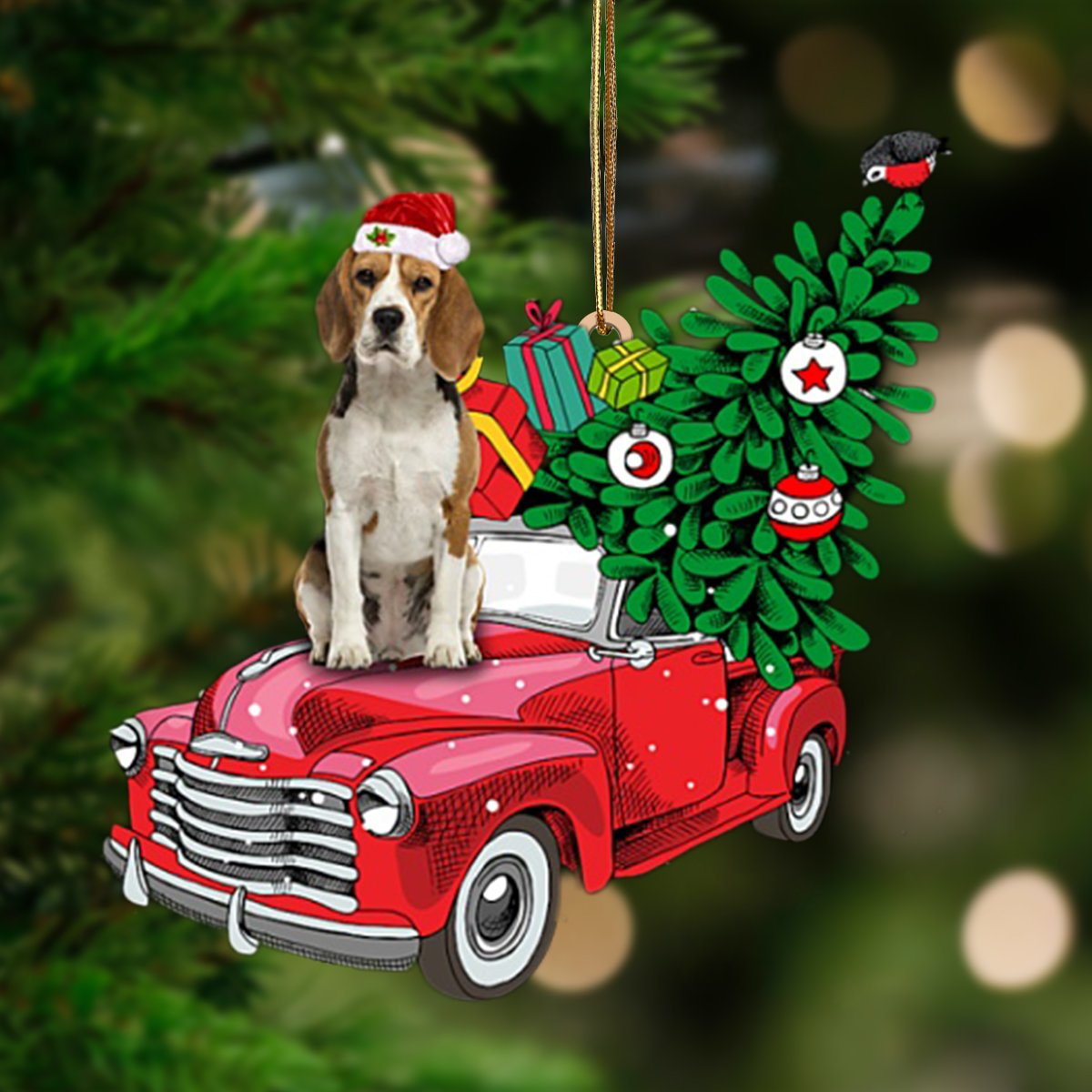 Beagle 3-Pine Truck Hanging Ornament - Best gifts your whole family
