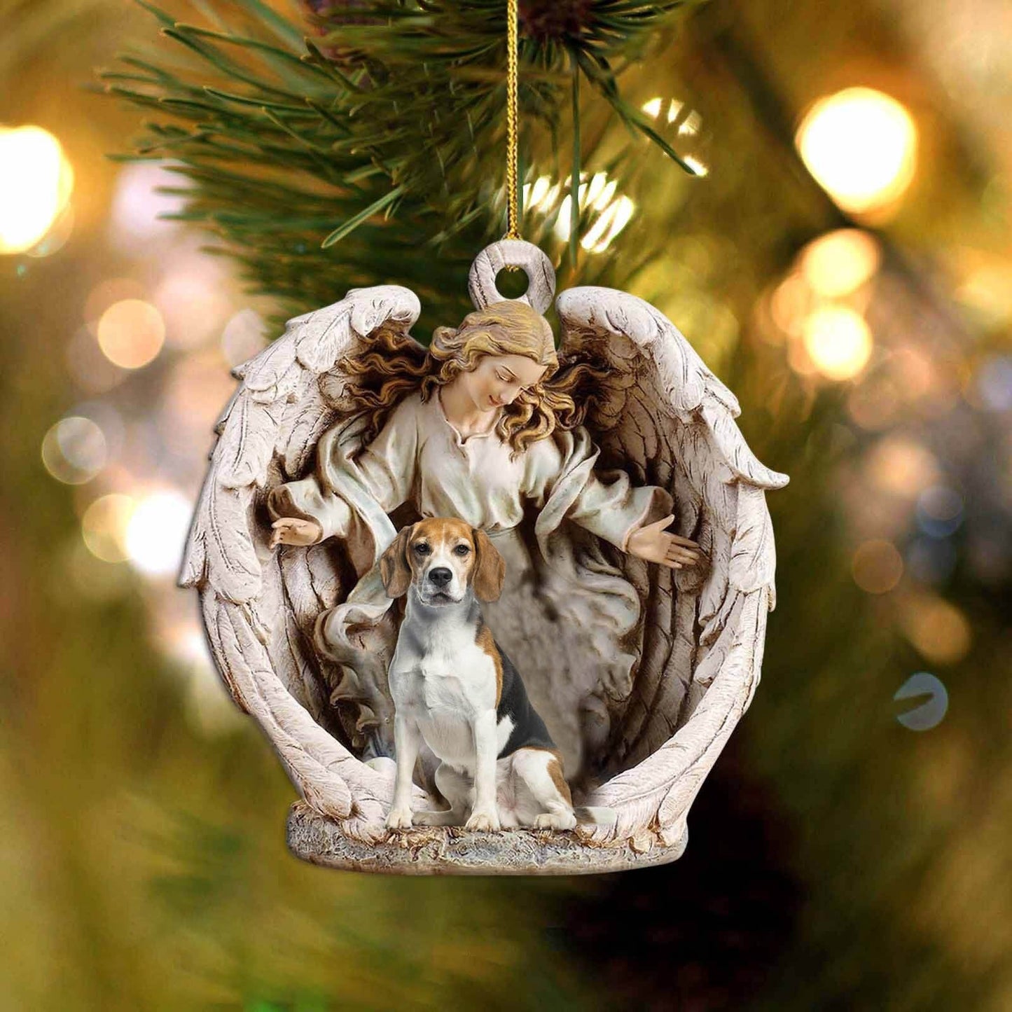 beagle (4)-Angel Hug Winter Love Two Sided Ornament - Best gifts your whole family