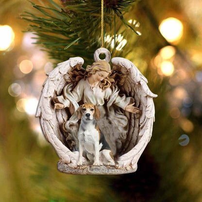 beagle (4)-Angel Hug Winter Love Two Sided Ornament - Best gifts your whole family