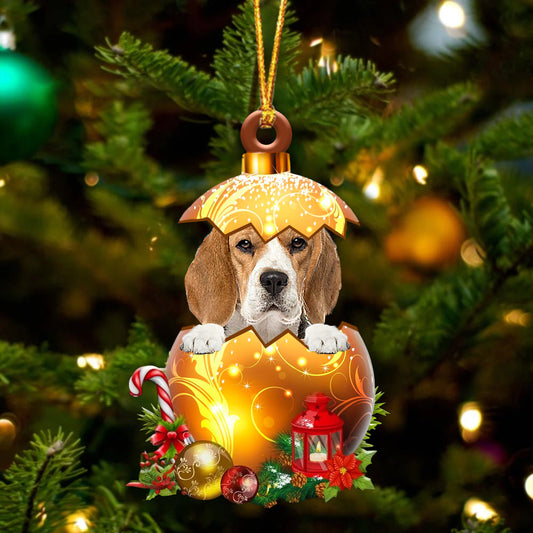 Beagle In Golden Egg Christmas Ornament - Best gifts your whole family