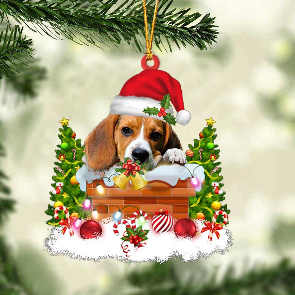 Beagle In The Chimney Hanging Ornament Dog Christmas Ornament - Best gifts your whole family