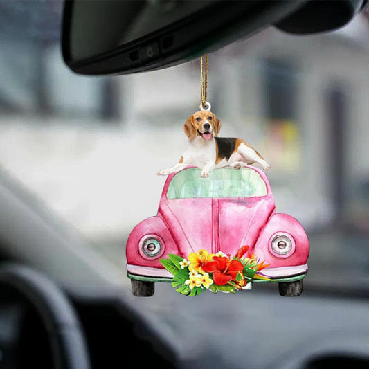 Beagle-Pink Hippie Car-Two Sided Ornament - Best gifts your whole family