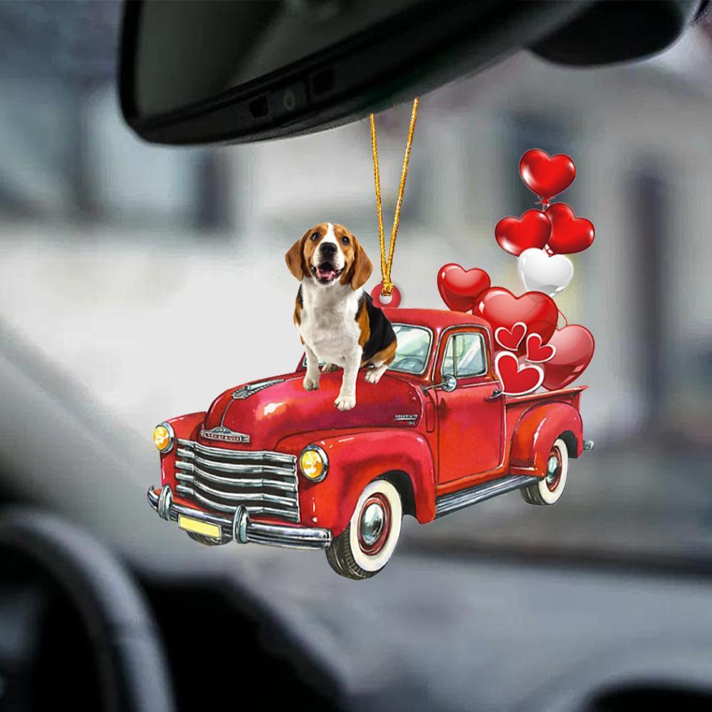Beagle-Red Sports Car-Two Sided Ornament - Best gifts your whole family
