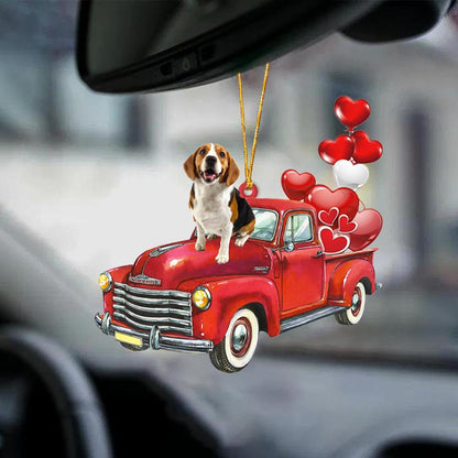 Beagle-Red Sports Car-Two Sided Ornament - Best gifts your whole family
