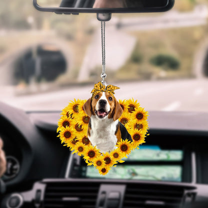 Beagle-Sunflower Heart Gift Car Ornament - Best gifts your whole family