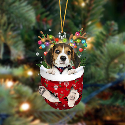 Beagle1-In Christmas Pocket Two Sides Ornament, Christmas Dog Hanging Ornament - Best gifts your whole family