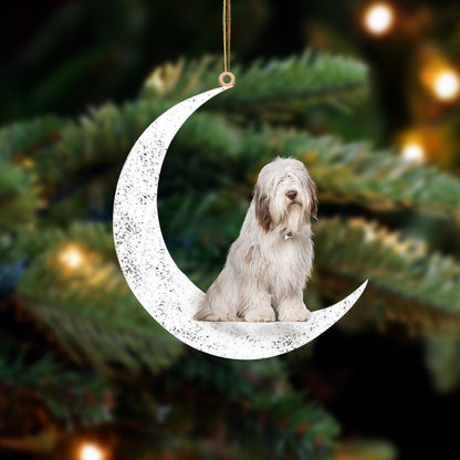Bearded Collies Sit On The Moon Two Sided Ornament Dog Hanging Christmas Ornament - Best gifts your whole family