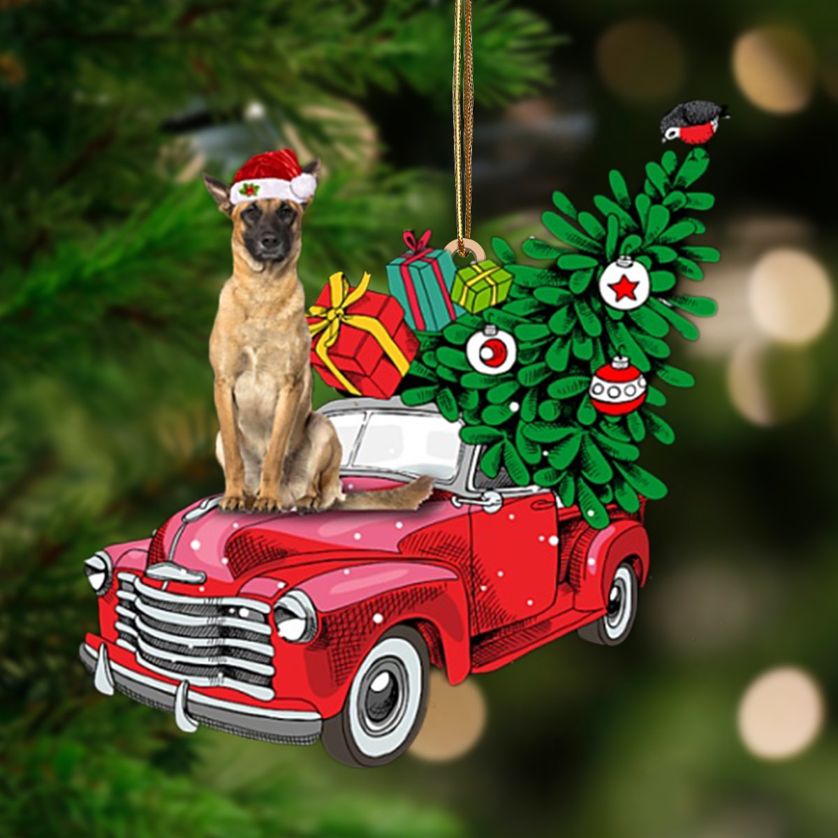 Belgian Malinois-Pine Truck Hanging Ornament - Best gifts your whole family