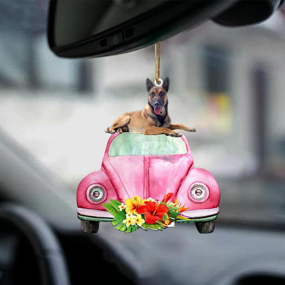 Belgian Shepherd-Pink Hippie Car-Two Sided Ornament - Best gifts your whole family
