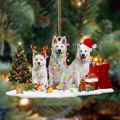 Berger Blanc Suisse-Christmas Dog Friends Hanging Ornament - Best gifts your whole family