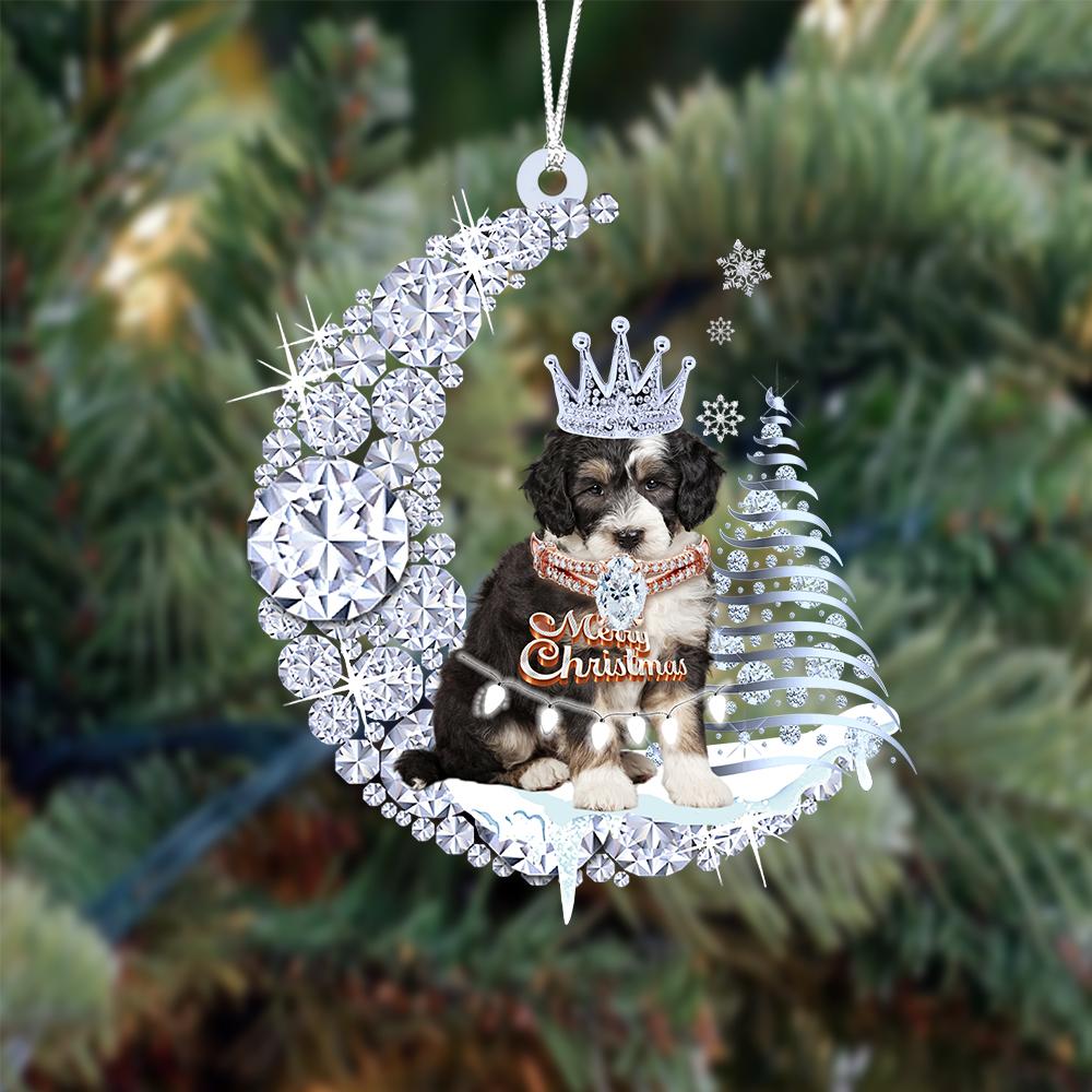 Bernedoodle Diamond Moon Merry Christmas Ornament Christmas Tree Hanging Ornament - Best gifts your whole family