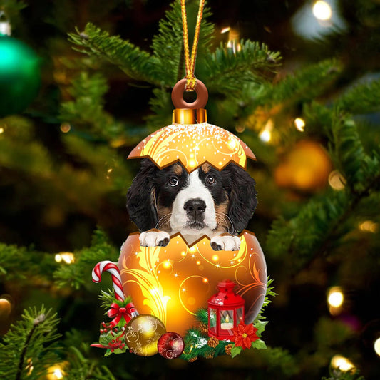 Bernese Mountain Dog In Golden Egg Christmas Ornament - Best gifts your whole family