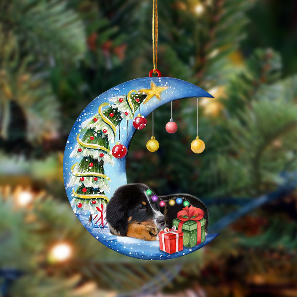 Bernese Mountain Dog-Sleep On The Moon Christmas Two Sided Ornament, Christmas Ornament, Car Ornament - Best gifts your whole family