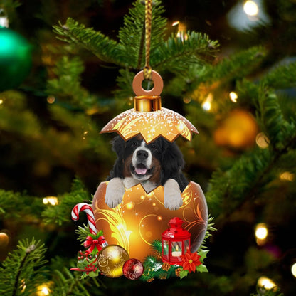 Bernese-Mountain In Golden Egg Christmas Ornament - Best gifts your whole family