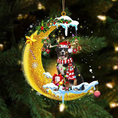 Bernese Mountain On The Moon Merry Christmas Hanging Ornament Dog Ornament, Car Ornament, Christmas Ornament - Best gifts your whole family