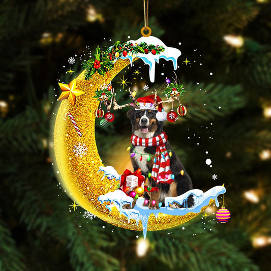 Bernese Mountain On The Moon Merry Christmas Hanging Ornament Dog Ornament, Car Ornament, Christmas Ornament - Best gifts your whole family