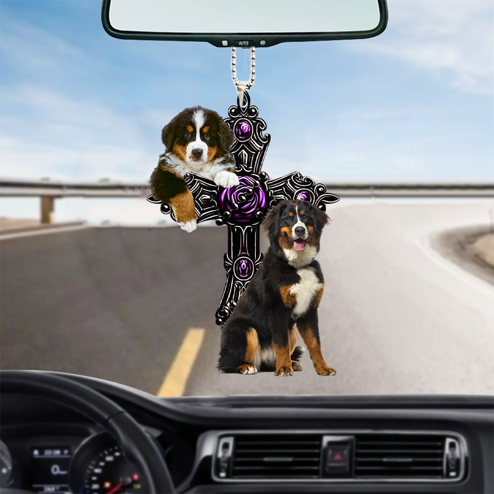 Bernese Mountain Pray For God Car Hanging Ornament Dog Pray For God Ornament Godmerc - Best gifts your whole family