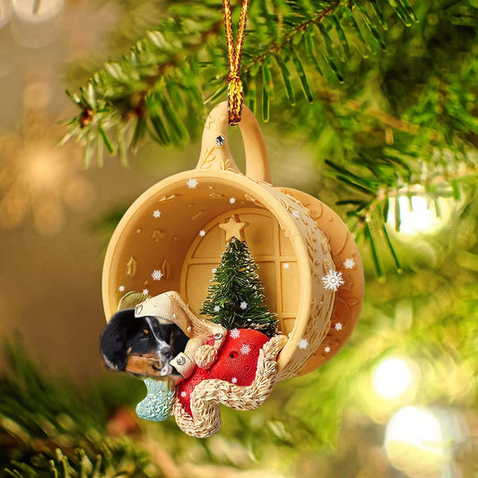 Bernese Mountain Sleeping In A Cup Christmas Ornament Dog Ornament, Car Ornament, Christmas Ornament - Best gifts your whole family