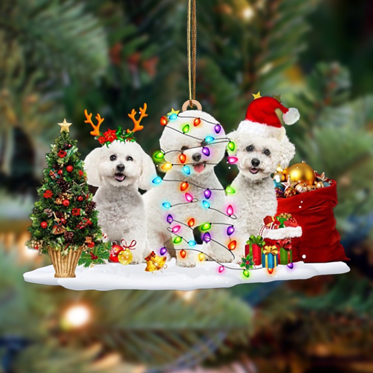 Bichon Frise-Christmas Dog Friends Hanging Ornament - Best gifts your whole family