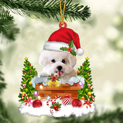 Bichon Frise In The Chimney Hanging Ornament Dog Christmas Ornament - Best gifts your whole family