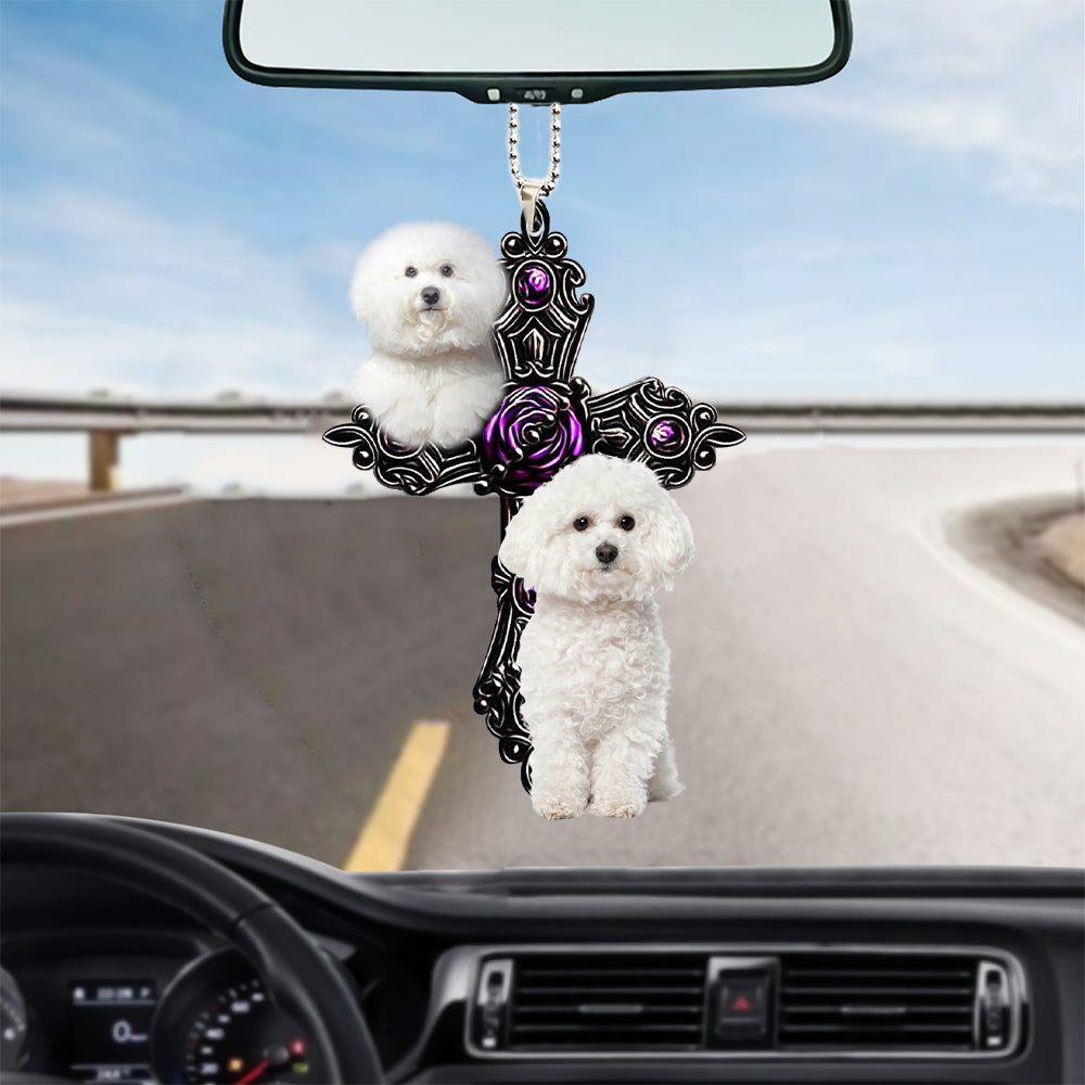 Bichon Frise Pray For God Car Hanging Ornament Dog Pray For God Ornament Godmerc - Best gifts your whole family