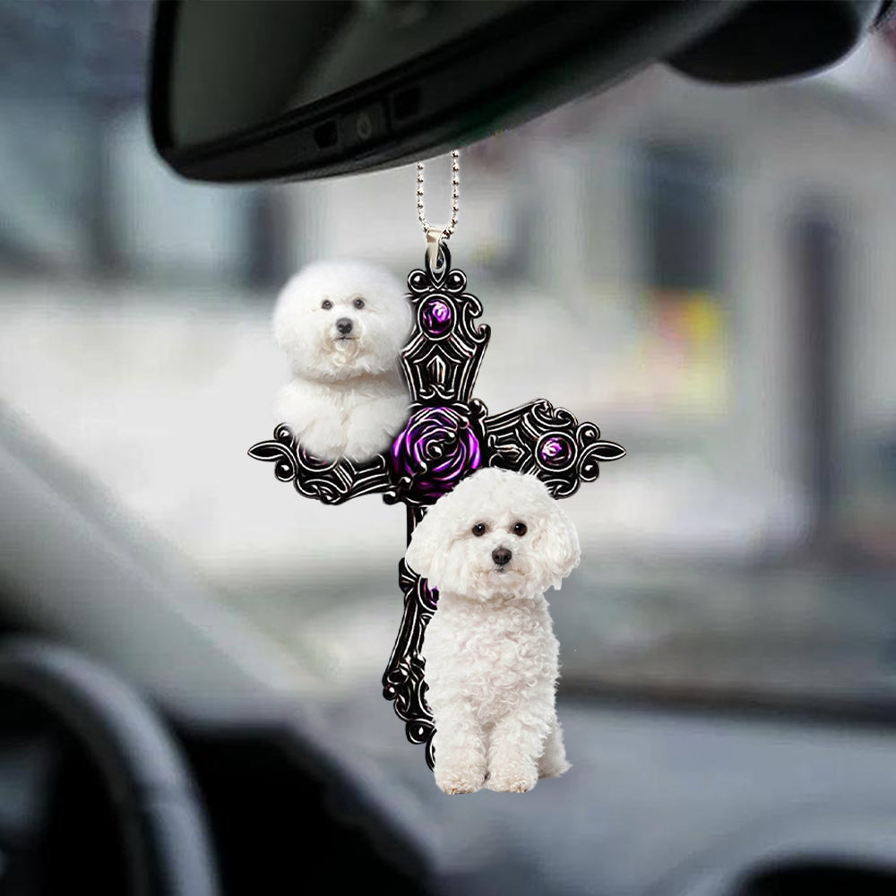 Bichon Frise Pray For God Car Hanging Ornament Dog Pray For God Ornament Godmerc - Best gifts your whole family
