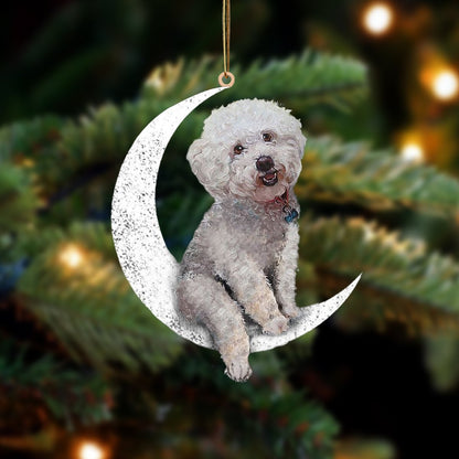 Bichon Frise-Sit On The Moon-Two Sided Ornament - Best gifts your whole family