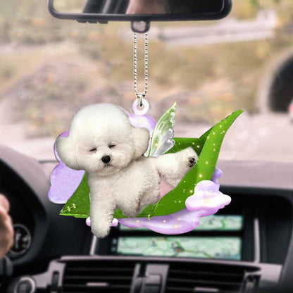Bichon Frise-Sleep On Fallen Leaves-Two Sided Ornament - Best gifts your whole family