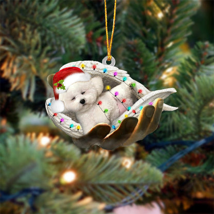Bichon Frise Sleeping Angel In God Hand Christmas Ornament Godmerch Ornament - Best gifts your whole family