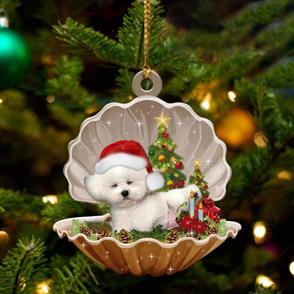 Bichon Frise-Sleeping Pearl In Christmas Two Sided Ornament - Best gifts your whole family