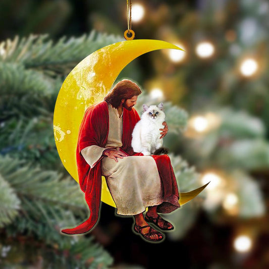 Birman And Jesus Sitting On The Moon Hanging Ornament Christmas Ornament - Best gifts your whole family
