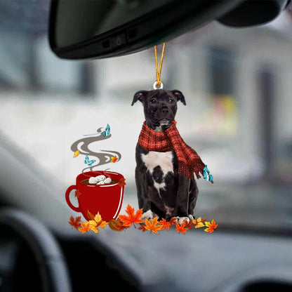 Black American Staffordshire Terrier-Fall Chocolate-Two Sided Ornament - Best gifts your whole family