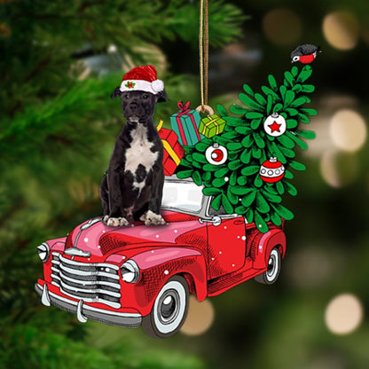 BLACK American Staffordshire Terrier-Pine Truck Hanging Ornament - Best gifts your whole family