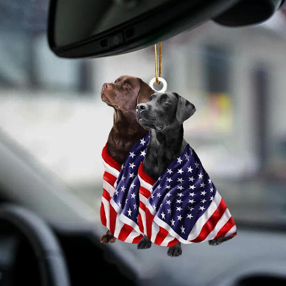Black And Chocolate Labrador Retriever American Patriot Flag Two Sided Ornament - Best gifts your whole family
