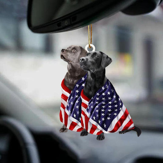 Black And Silver Labrador Retriever American Patriot Flag Two Sided Ornament - Best gifts your whole family