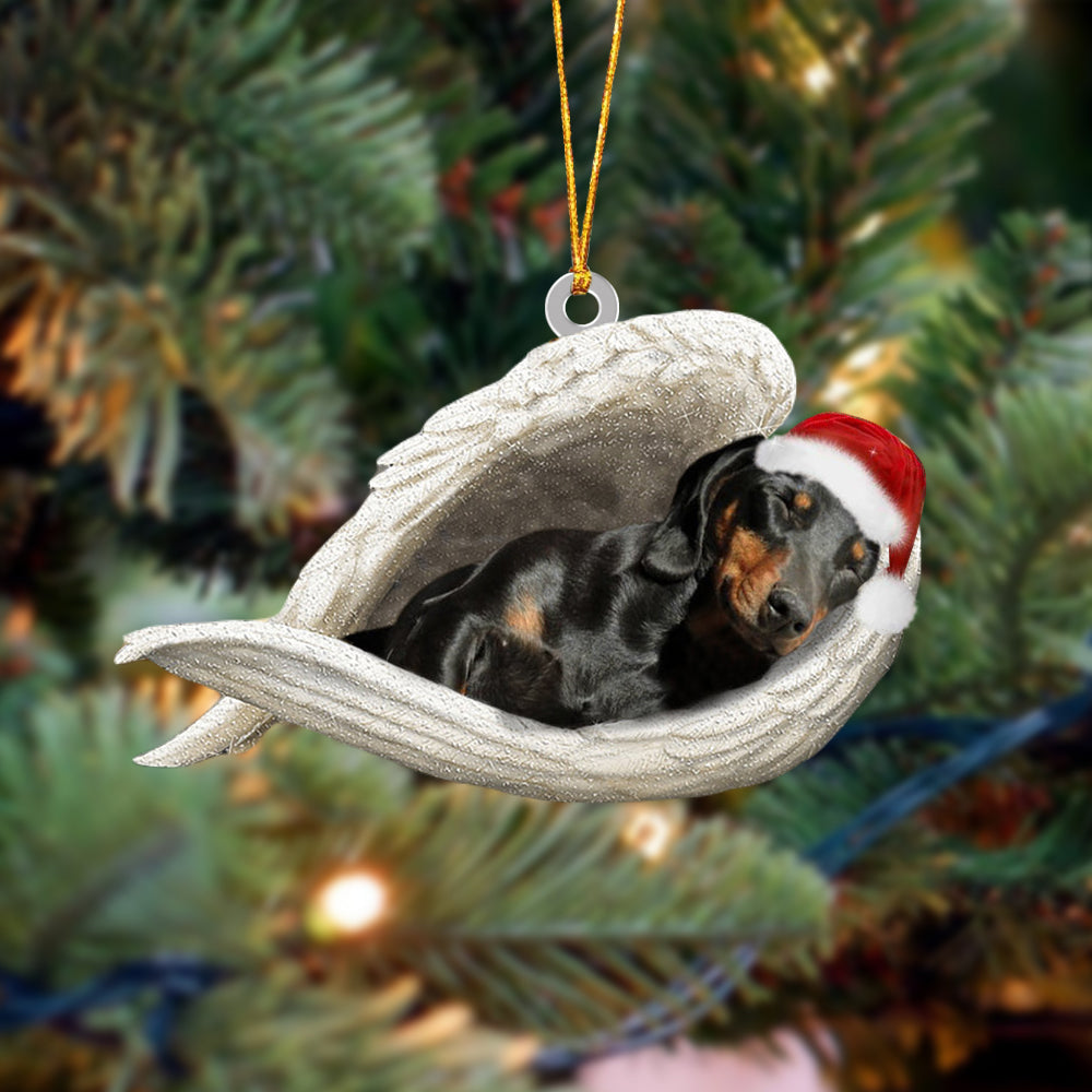 Black And Tan Dachshund Sleeping Angel Christmas Ornament Dog Christmas Hanging Ornament - Best gifts your whole family
